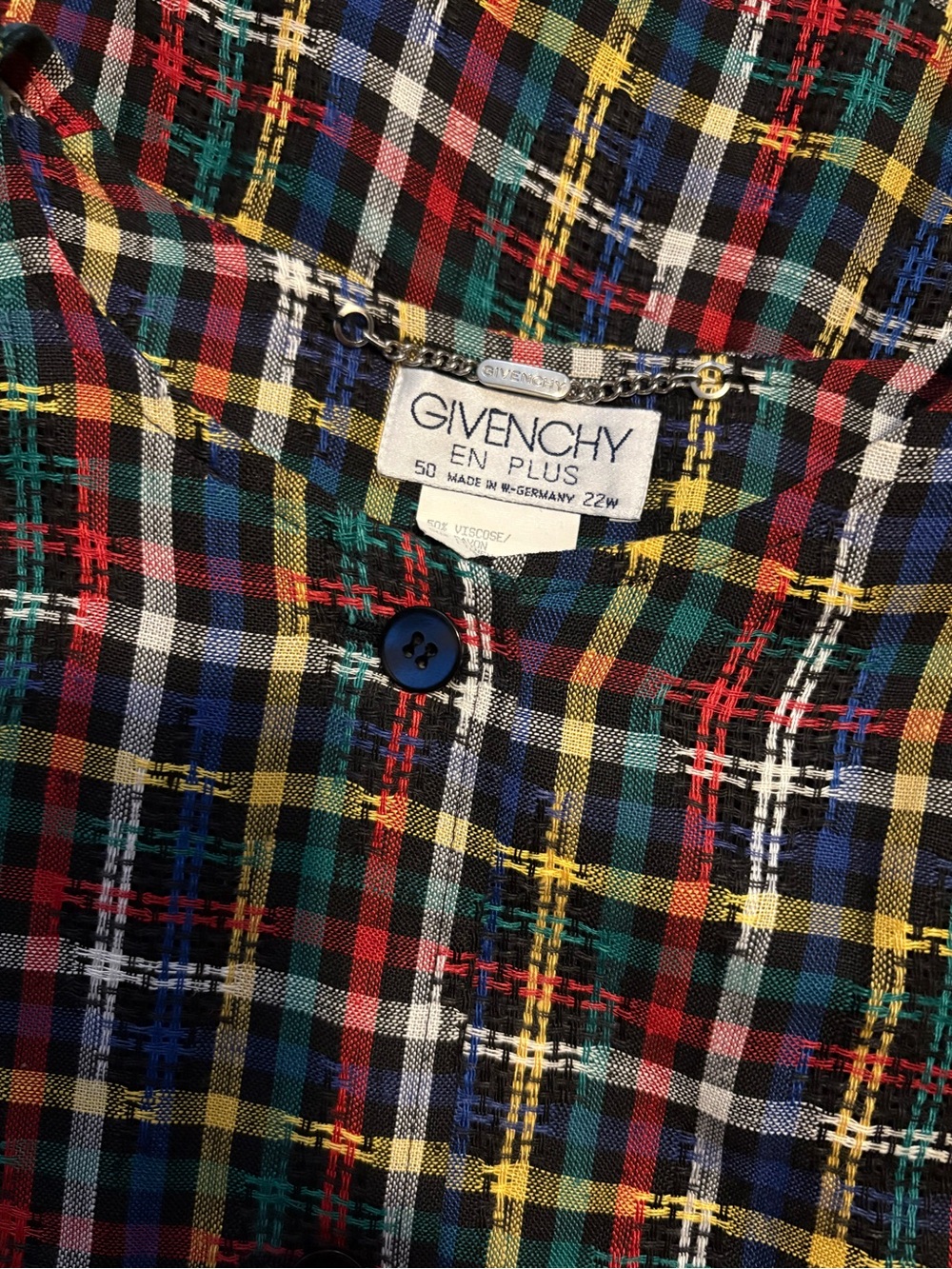 Givenchy Vintage En Plus 3/4 Sleeve Button Down Linen/Viscose